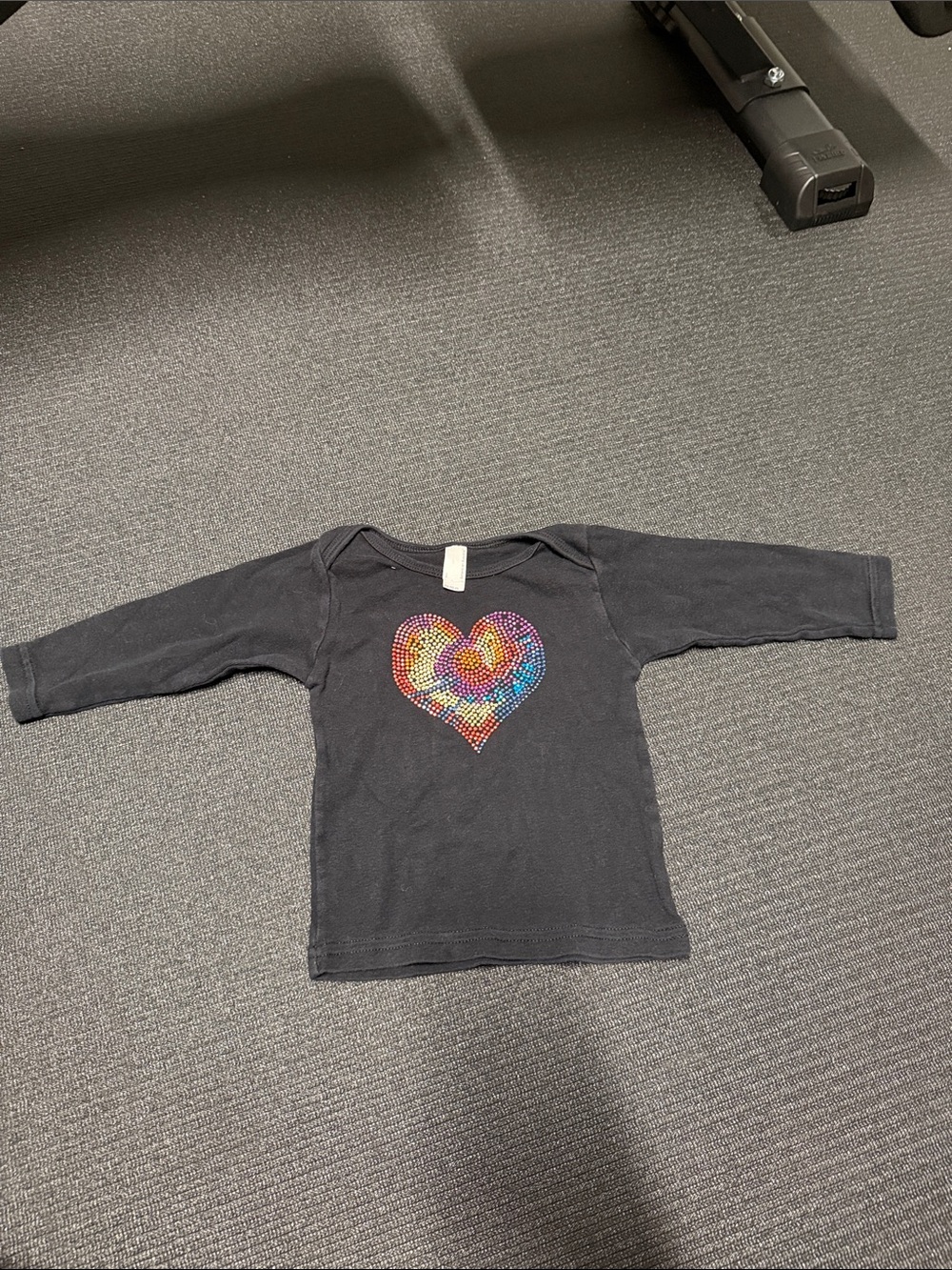 American Apparel Black Long-Sleeve Tee with Multicolor Heart